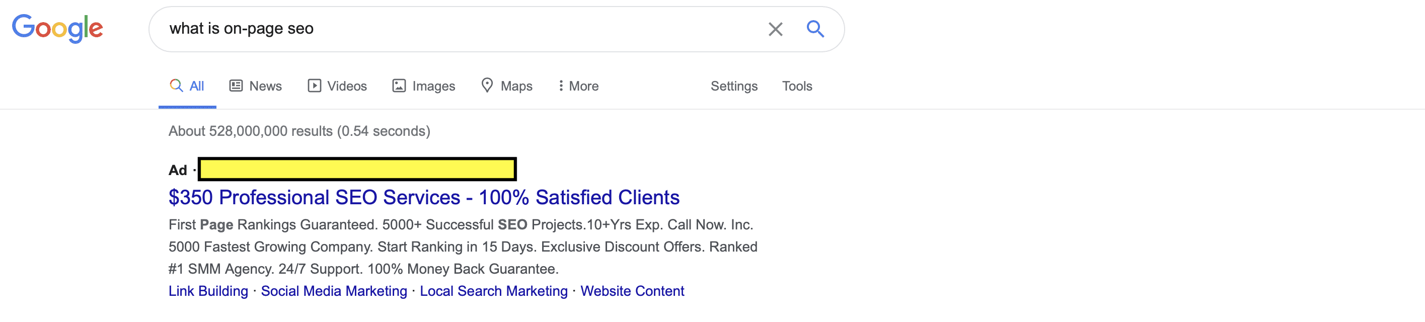 picture of a SEO ad 